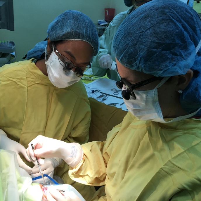 Dr. Ceisler is seen here instructing a local ophthalmic surgeon
